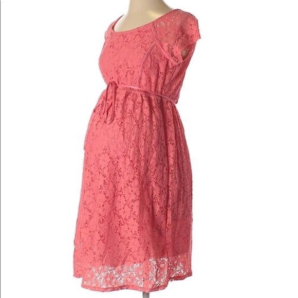coral maternity bridesmaid dress Coral Chambray Smocked Maternity Maxi Dress